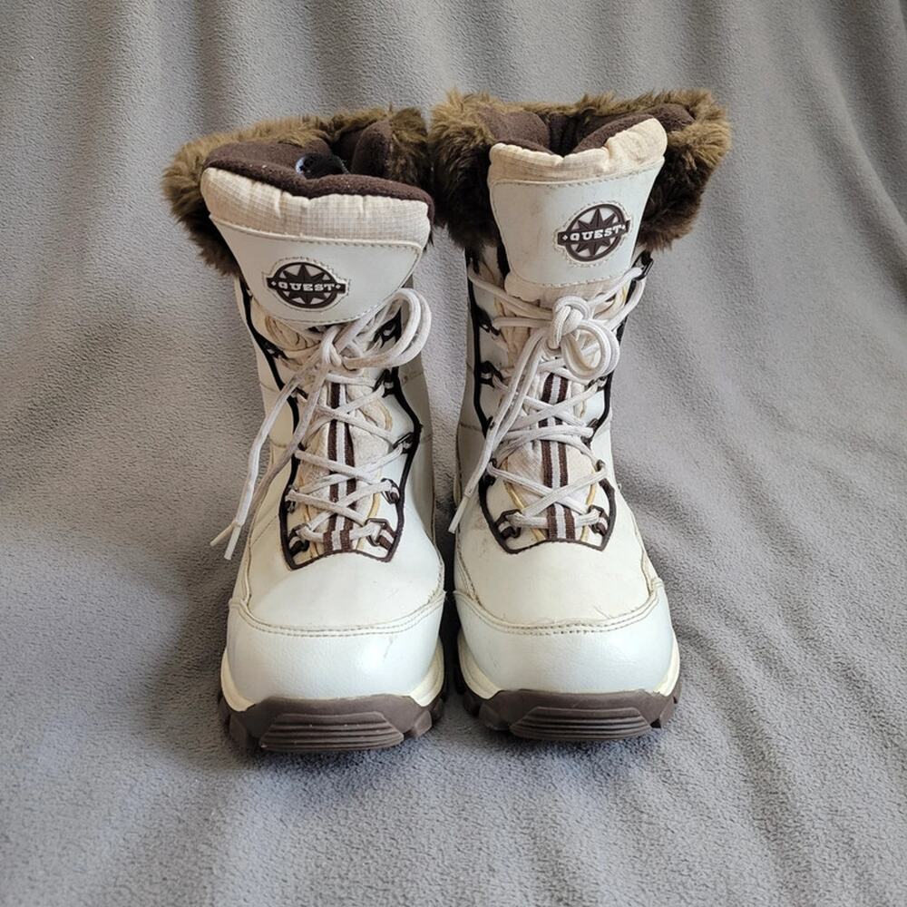 QUEST Glacier Snow Boots Womens Size 10 White Brown Thinsulate Snow Winter - Picture 2 of 12